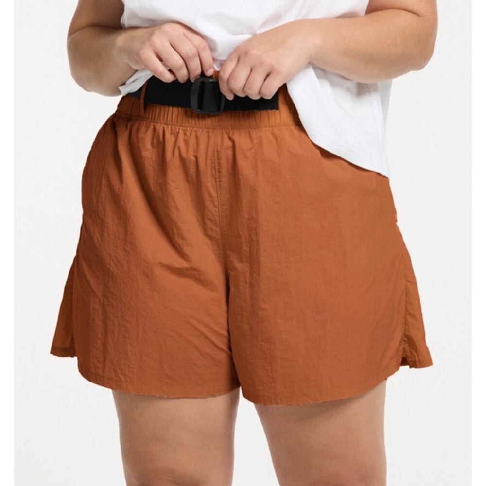 FLX 100% Nylon Orange Elastic Waist Adjustable Windbreaker Athletic Shorts Sz 2X